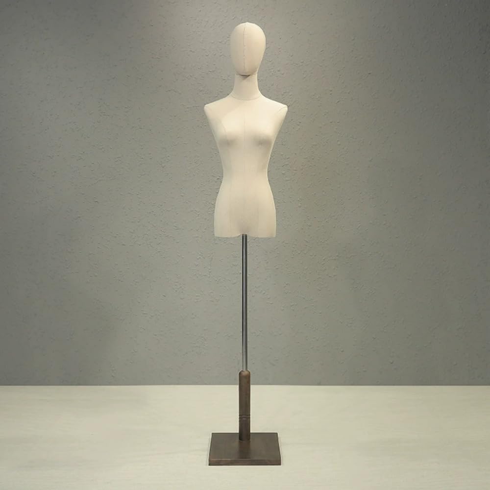 ntumLeap Female Dress Form Torso Adjustable Height with Wood Stand for Clothing Display and Body Mannequin,Brown,A,Natural-B, Brown-A