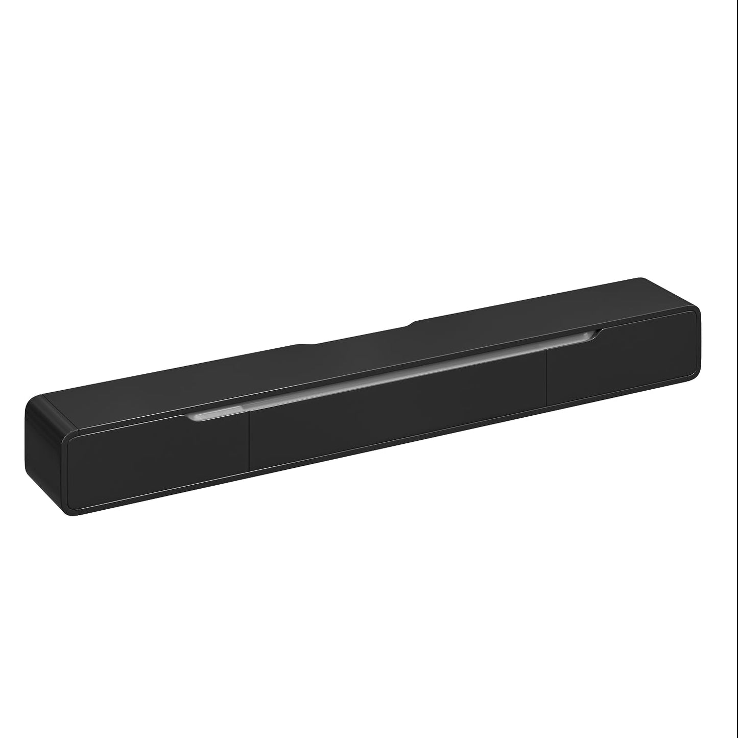 FurniNova 55'' Floating TV Stand with Drawers, Wall Mounted TV Console, High-Gloss Floating Entertainment Center Under TV Shelf for Living Room Bedroom,Fully Assembled,Black