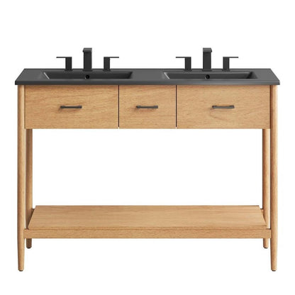Modway EEI-6827-NAT-BLK Zaire 48" Double Sink Bathroom Vanity, Natural Black