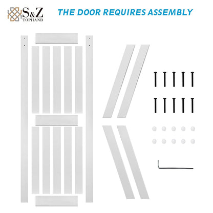 S&Z TOPHAND® 50in x 84in MDF Barn Door with 10FT Sliding Door Hardware Kit, Solid Barn Door Slab Covered with Water-Proof PVC Surface.（White）