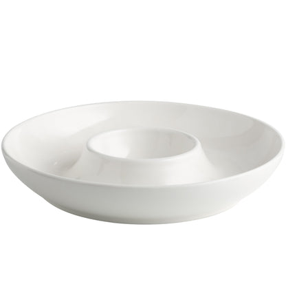 LEHAHA Ceramic Chip and Dip Serving Set, 12 Inch Large porcelain Divided Bowls Set for Salsa, Veggies, Dip, Appetizers, Snacks, Candy, Fruits-Relish Trays for Parties and Entertaining, White