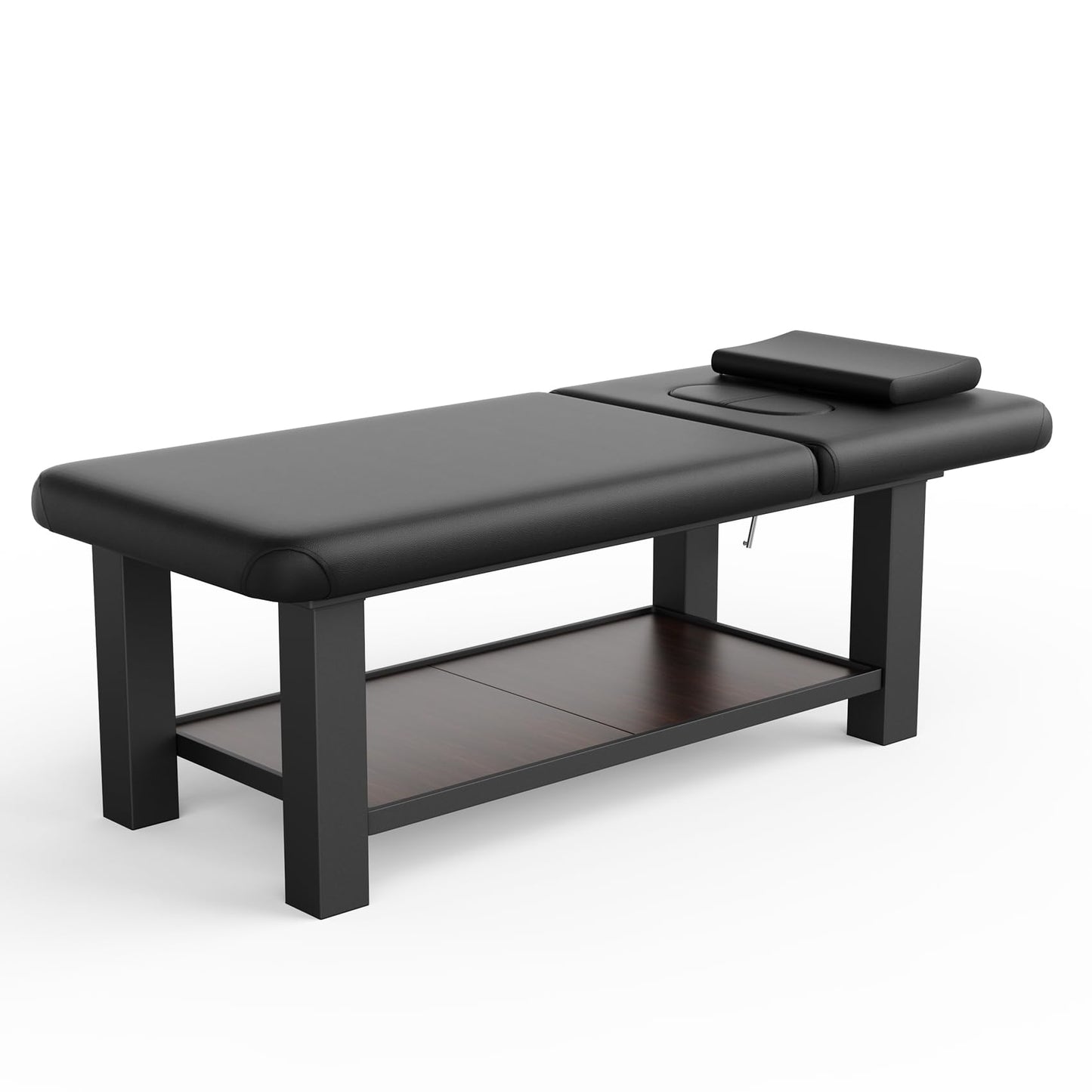 Ufurpie Adjustable Backrest Heavy-Duty Wide Massage Table, Treatment Physical Therapy Table, Wide Luxury Professional Stationary Spa Facial Bed, PU Leather Salon Bed, Black, 31.5'' W × 75'' L