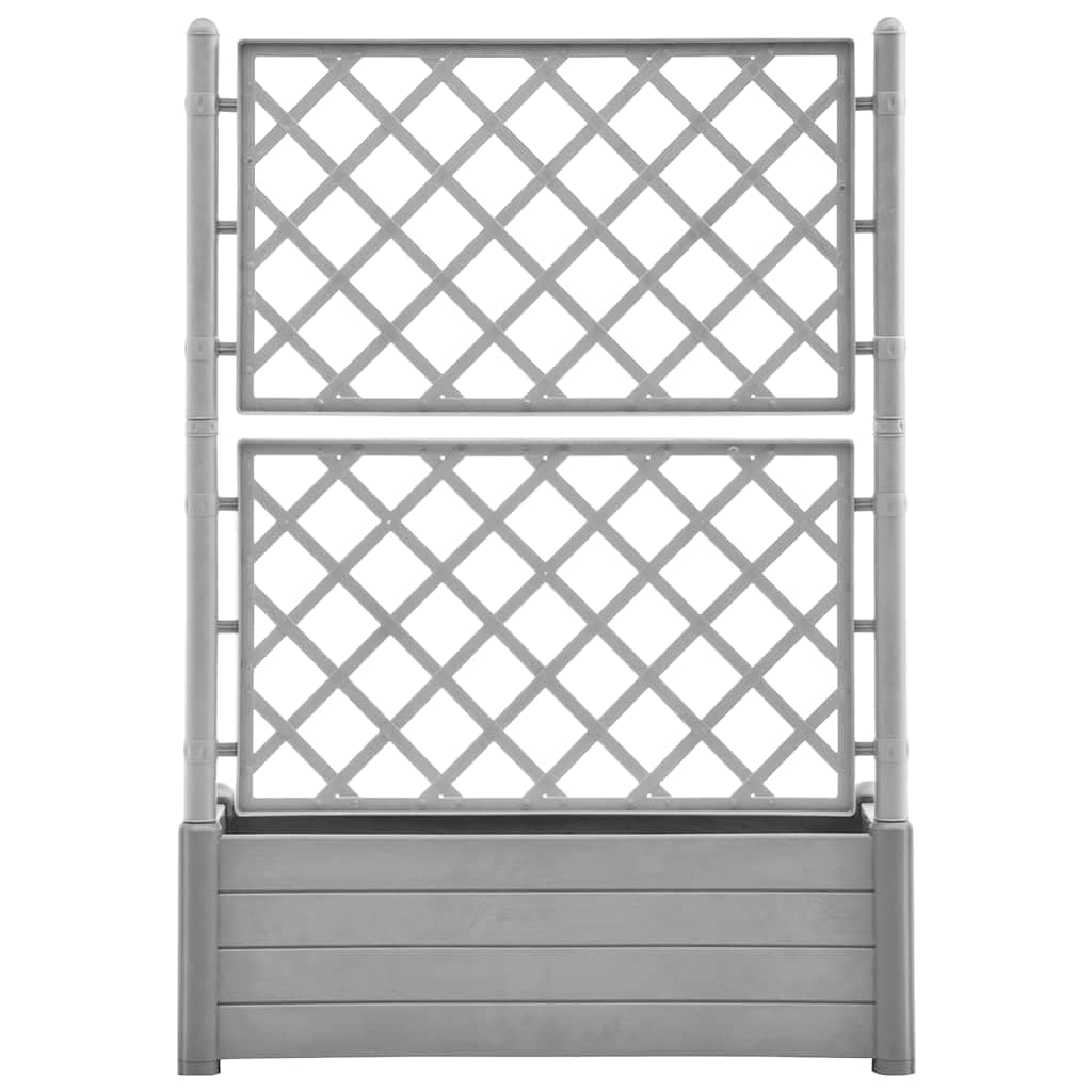 XHNIFBN Stone Grey Large Vertical Garden Planter with Integrated Trellis 39.4 x 39.4 x 55.9 in UV Polypropylene Rectangular Flower Box for Patio Balcony Outdoor Gardening