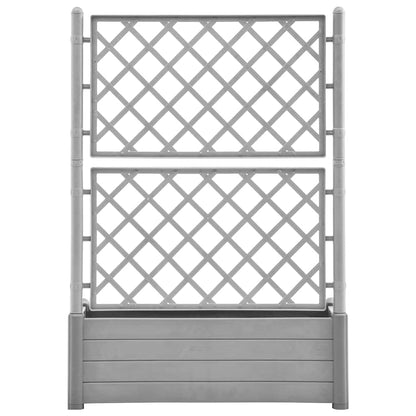 XHNIFBN Stone Grey Large Vertical Garden Planter with Integrated Trellis 39.4 x 39.4 x 55.9 in UV Polypropylene Rectangular Flower Box for Patio Balcony Outdoor Gardening