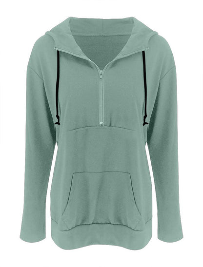 Fallorchid Womens Quarter Zip Pullover Hoodies Casual Long Sleeve Sweatshits with Pocket (Mint, Small)
