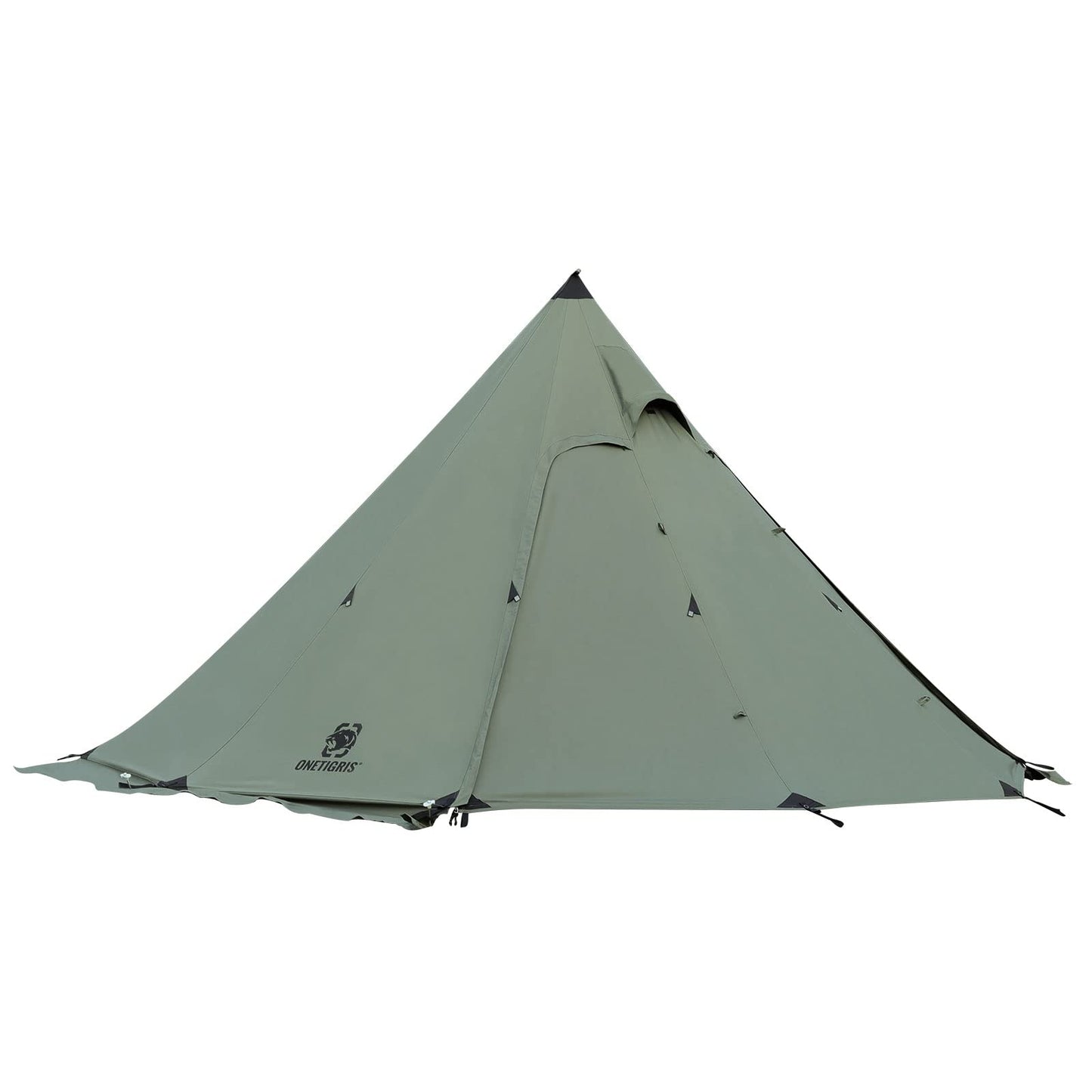 OneTigris Northgaze Canvas Hot Tent with Stove Jack, Wind-Proof Flame-Retardant, Durable 4 Season Camping Pyramid Teepee Tent for 2-4 Person (OD Green)