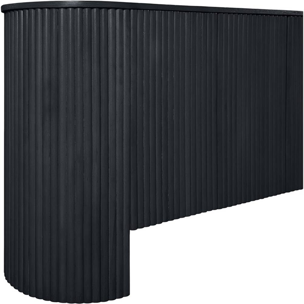 Meridian Furniture 385Black Belinda Collection Mid-Century Modern Sideboard/Buffet with Rich Black Finish, Oak Veneer, Mix of Solid Wood and MDF, Fluted, 72" W x 18" D x 33" H, Black