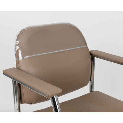 Minerva Beauty Zaria Wide Salon Styling Chair, Round Chrome 360° Swivel Hydraulic (Taupe)