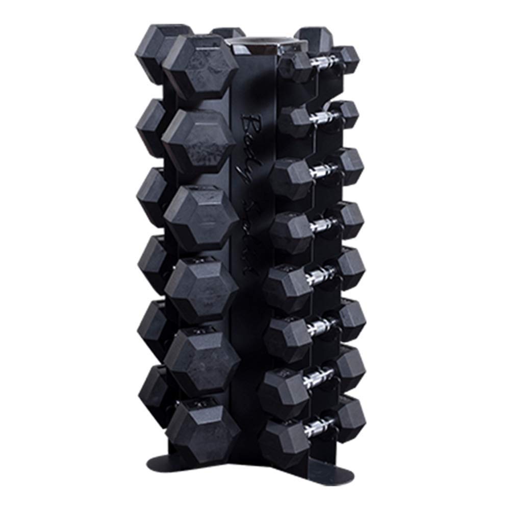 Body-Solid 3-Side Vertical Dumbbell Rack for 5-50 lb. - Compact, Space-Saving Weight Holder for Home Gym, Holds upto 10 Pair of Dumbbells with Medicine Ball Storage Tray