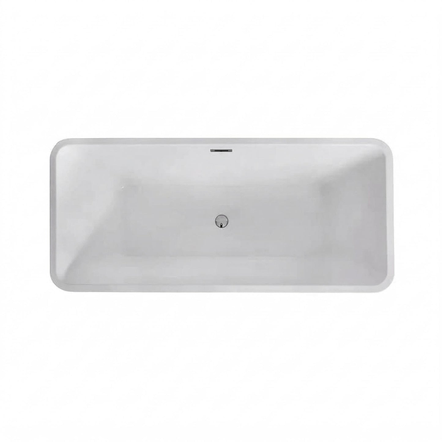 66" Acrylic Freestanding Soaking Bathtub, Matte Drain & Black Overflow, Modern Design Tub for Home Bathroom Renovations, Glossy White