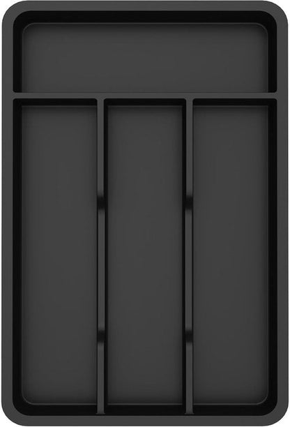 Lifewit Silverware Drawer Organizer Tray, Plastic Cutlery Storage for Kitchen, Flatware and Utensil Holder Divider for Spoons Forks Knives Tableware, 7.8 x 12.4", 4 Slots, Black