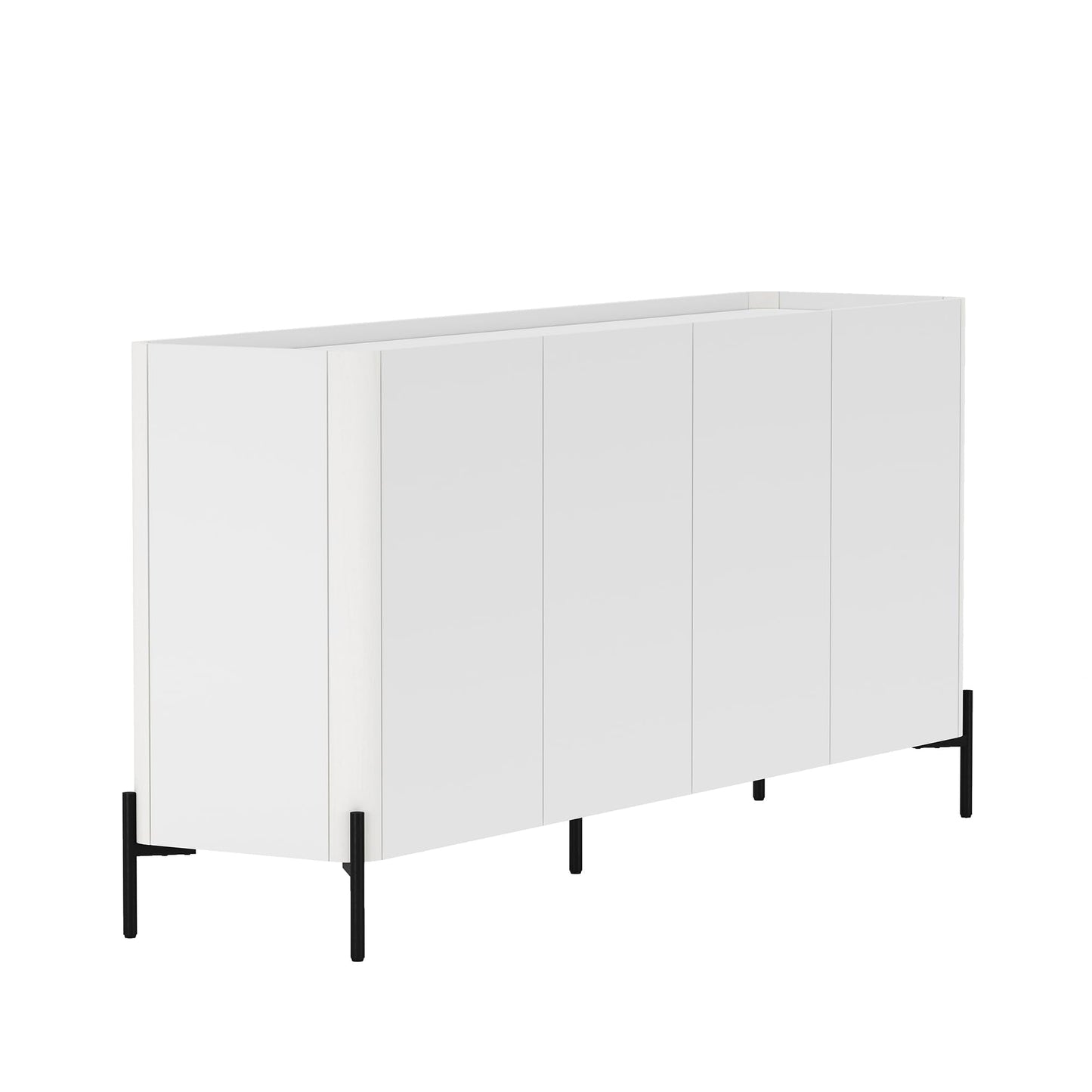 Manhattan Comfort Abbey 67" Sideboard Cabinet, Modern Console Table with Storage, Adjustable Shelves, Kitchen Buffet, Soft Close Doors, Handle-Free Design, Elevated Metal Legs, White