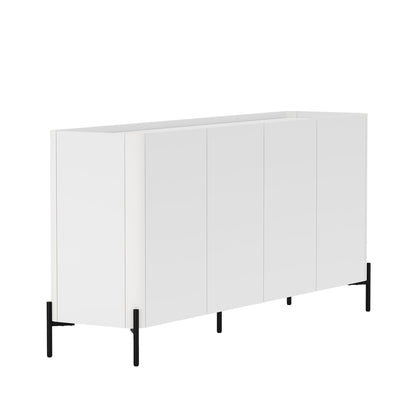 Manhattan Comfort Abbey 67" Sideboard Cabinet, Modern Console Table with Storage, Adjustable Shelves, Kitchen Buffet, Soft Close Doors, Handle-Free Design, Elevated Metal Legs, White