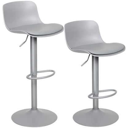 Kidol & Shellder Bar Stools Set of 4 Adjustable Counter Height Barstools Modern PU Leather Swivel Tall Bar Chairs Upholstered Bar Stool with Back for Kitchen Island（Gray）