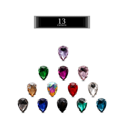 TANOSII Sew on Rhinestones 100 PCS Mixed Shapes Glass Rhinestones Sew on Crystal Gems Mental Flatback with Silver Claw for Jewelry Crafts Clothes Shoes Costume Garment Champagne