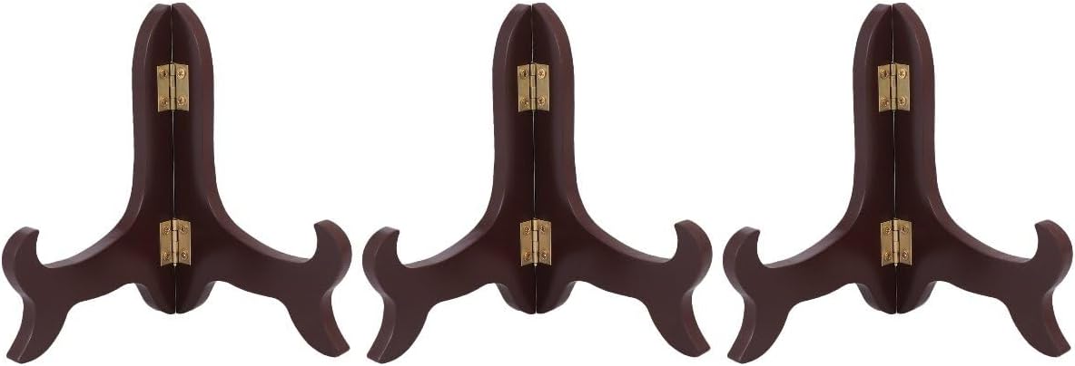 PRETYZOOM 3pcs Wooden Plate Stands for Display: 5 Inches Easel Display Holder, Table Top Easels for Photos