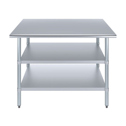 Stainless Steel Work Table with 2 Shelves | Metal Utility Table | Commercial & Residential NSF Utility (Stainless Steel Table with 2 Shelves, 48" Long x 30" Deep)