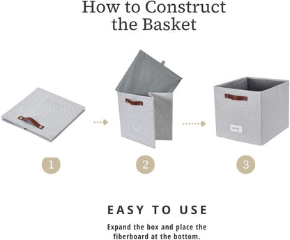 DECOMOMO Storage Bins, Cube Storage Bin with Label Holders, Fabric Storage Cubes for Organizing
