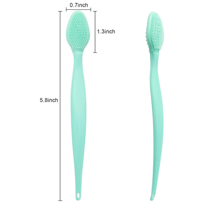 Silicone Facial Cleansing Brush 3 Pack, Beomeen 4 in 1 Handheld Face Scrubber for Deep Gentle Exfoliating, Double-Ended Face Wash Scrub Brush for Face Skincare and Massage (Green)