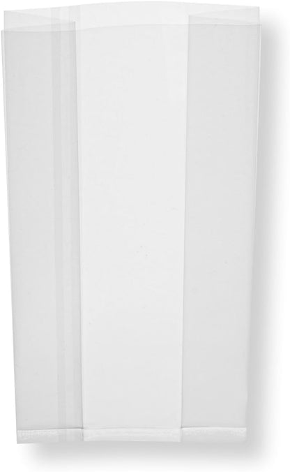 Restaurantware 100 Clear Plastic Gusset Bags 4 x 2.3 x 8 Inch - Heat Sealable Food Safe Treat Bags for Popcorn or