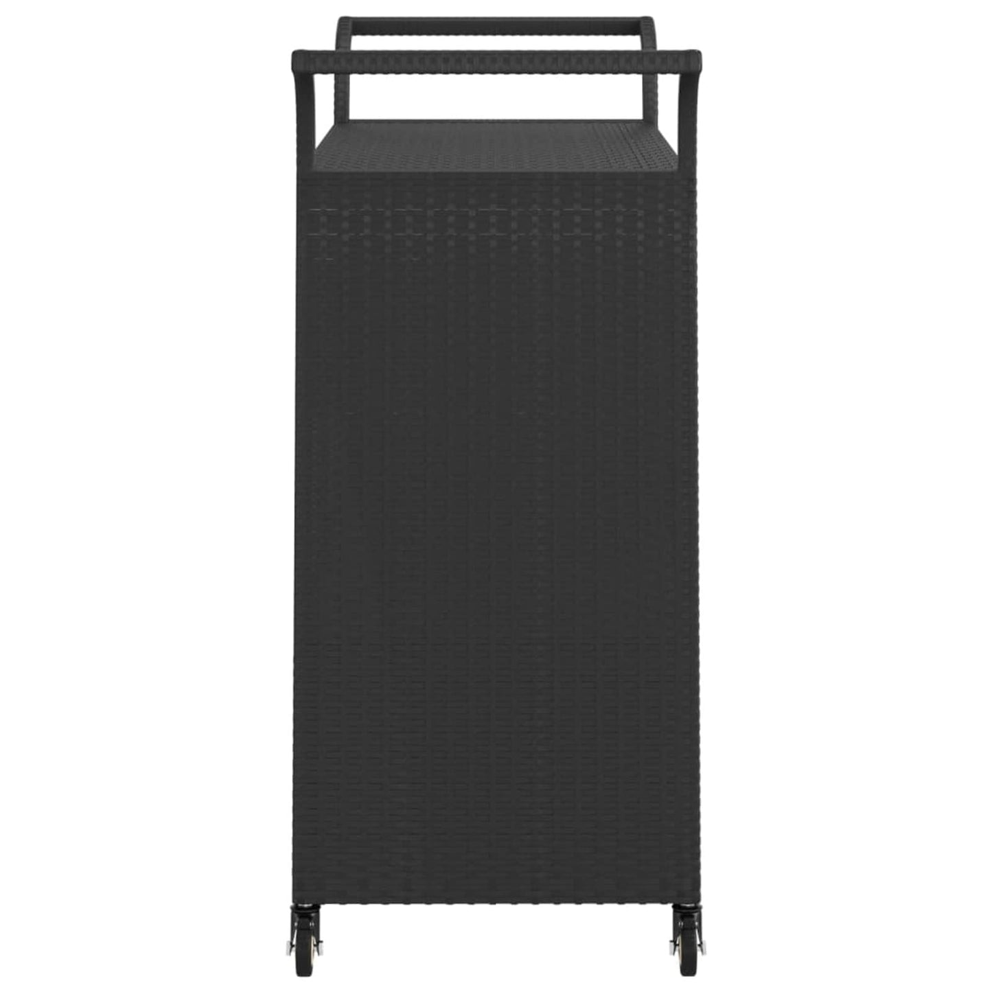 Gecheer Bar Cart with Drawer – 39.4 x 17.7 x 38.2 Inch Poly Rattan Serving Trolley, Weatherproof Steel Frame, Locking Casters, Smooth-Rolling Kitchen or Outdoor Bar Caddy