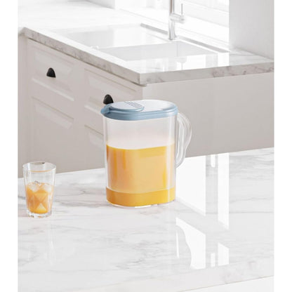 Tribello Pitcher with Lid 1 Gallon, Slim Clear Plastic Water Pitcher with Pivot-top Spout Lids, Iced Tea Pitcher for Fridge, Freezer/Dishwasher Safe, and BPA/Phthalate Free