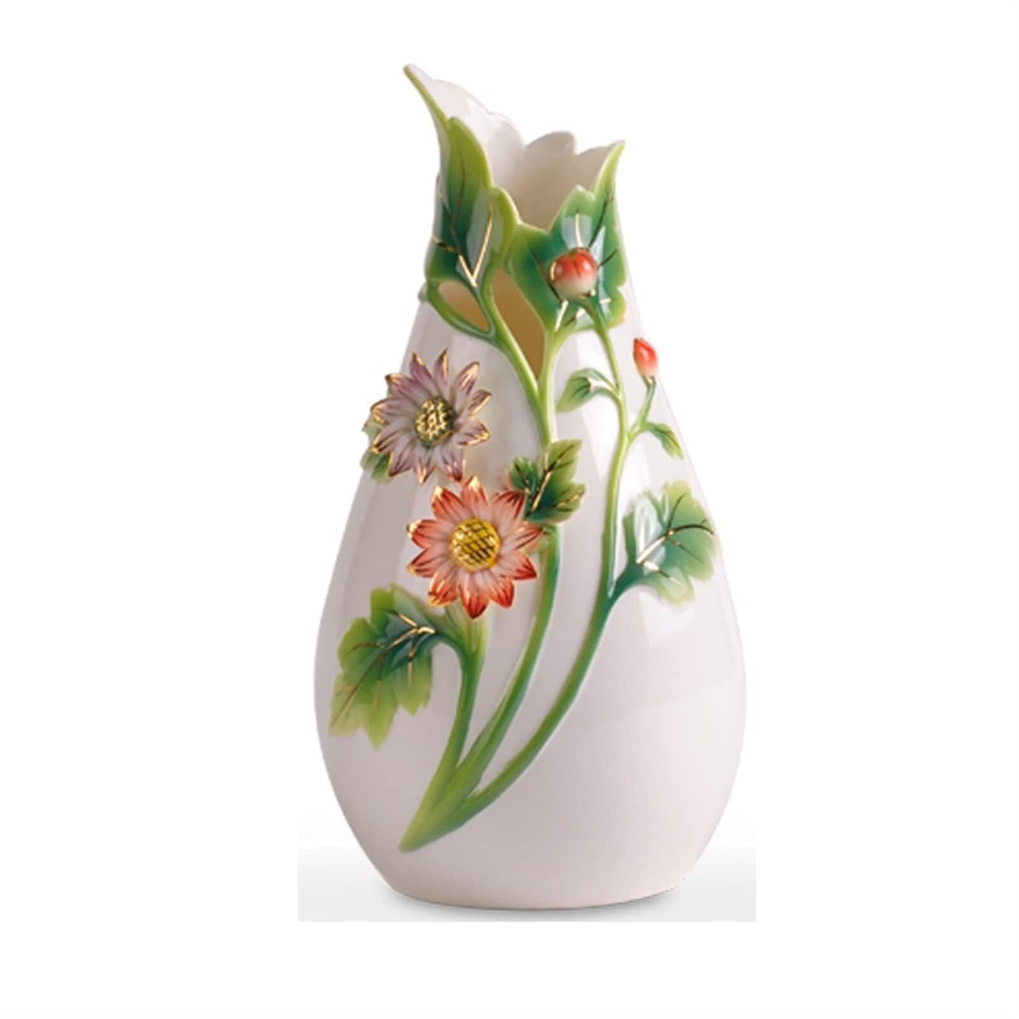 12.2 Inch Large Blue and White Porcelain Flower Vase, Handcrafted Ceramic Vase for Bedroom, Living Room, Office & Home Decor, New Chinese Style