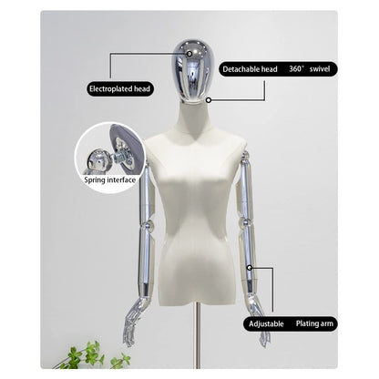 Adjustable Dress Form Mannequin for Women - Medium Size with Tripod, Detachable Head & Arms - Ideal for Sewing, Clothing, Jewelry Display & Craft Projects - Solid Wood Finish