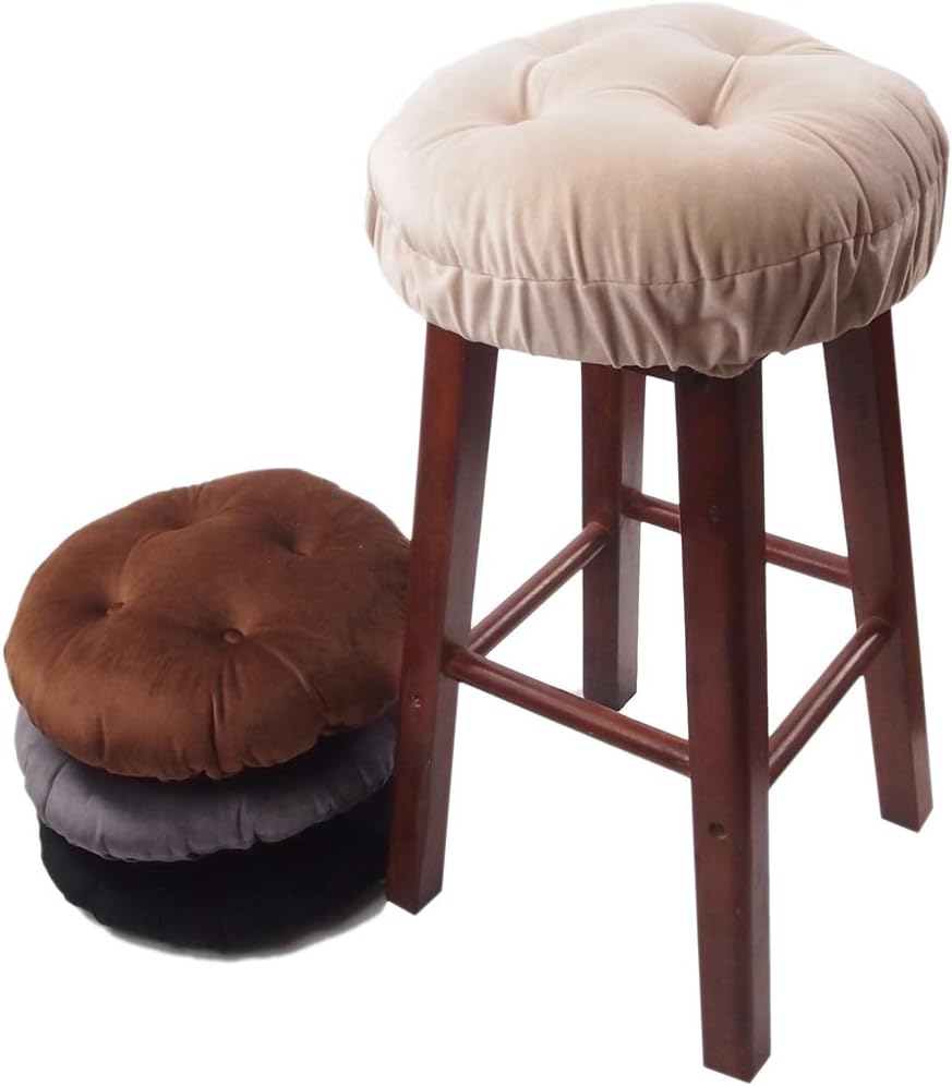 14" Augld Bar Stool Cushion Soft Velvet Padded Round Stool Cover Velvet Grey