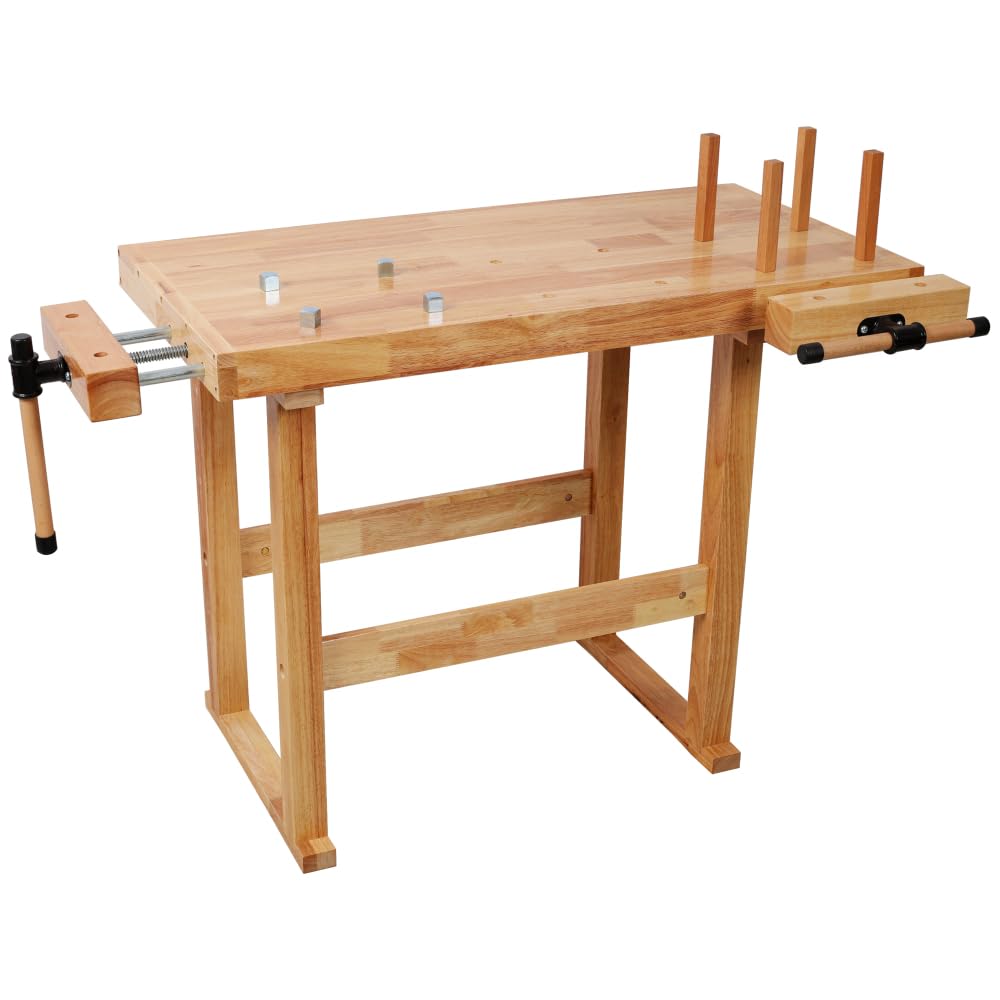 Heavy Duty Woodworking Bench with Adjustable Handle, 40 Inch Workbench with Storage for Garage Workshop, 330 Lbs Capacity