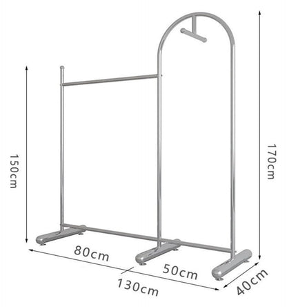 CUTPOIY Clothes Rail Garment Rack Commercial Heavy Duty Garment Rack, Stainless Steel Clothing Rack Free Standing Coat Rack for Bedroom Clothes Drying Rack for Hanging Clothes, Silver-130x40x170cm