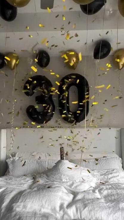 Skiennix 30 Inch Balloon Number - Black Foil 30th Birthday Decoration for Him/Her | Perfect for Celebrations
