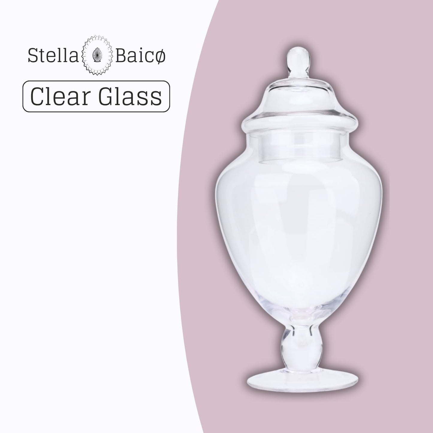 Large Glass Apothecary Jars with Lid, Glass Candy Jar for Candy Buffet, Elegant Decorative Glass Jars for Wedding, Display and Party, Clear Candy Canisters (Height: 12.6", Diameter: 6.3")