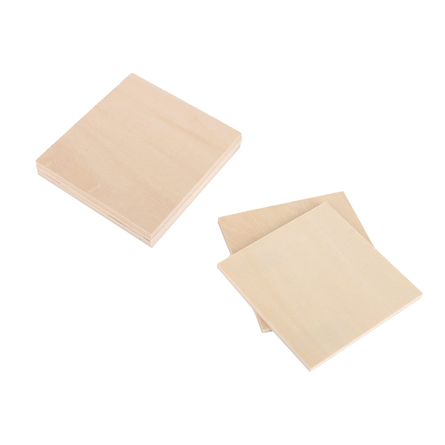 RDEXP 10x10cm Blank 5mm Thickness Wooden Board Unfinished Unpainted Wood Sheets for Wood DIY Craft Carving Modeling Set of 10