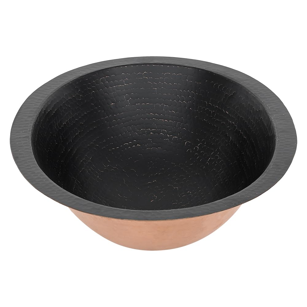 Premier Copper Products 19" Oval Under Counter Hammered Copper Bathroom Sink in Glazed Black LO19FBLK