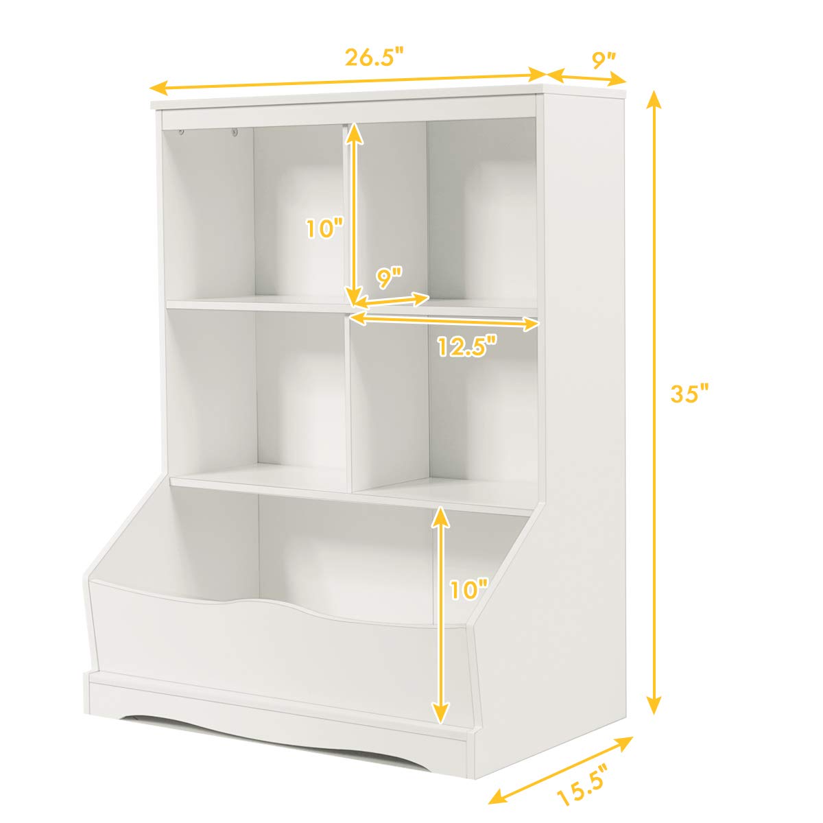 Giantex Storage Cabinet, Cubby Toy Organizer, 3 Shelf 4 Cube Units, Storage Bins Cubbies for Kids' Collections, Kids Bookshelf and Bookcase for Children Playroom Hallway Kindergarten School, White