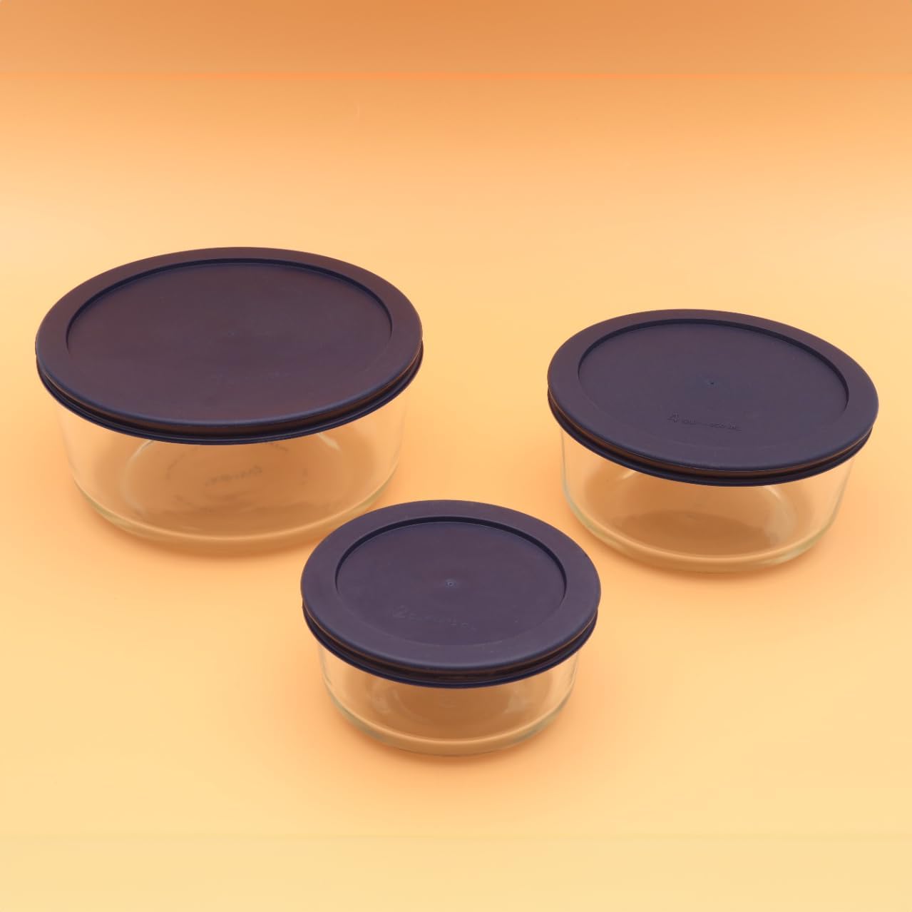 CIBI 6PK Food Storage Container Lids (4 Cups, Blue) for Pyrex and Anchor Round Glass Containers, Dishwasher Safe