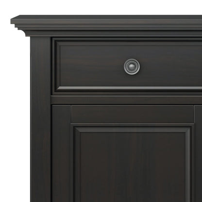 SIMPLIHOME Amherst 36-inch Wide Transitional-Style Storage Cabinet in Hickory Brown with Drawers and Adjustable Shelves for Entryway or Living Room