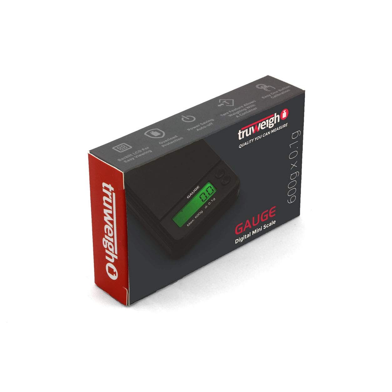 GAUGE Digital Mini Scale - Black - (600g x 0.1g) - Small Pocket Size Travel Scale for Digital Weight