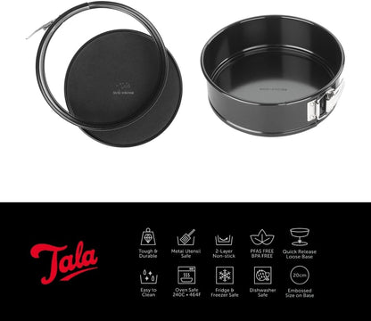 Tala Performance 20cm Springform Round Cake Tin, Professional Gauge Carbon Steel with Non-Stick Coating