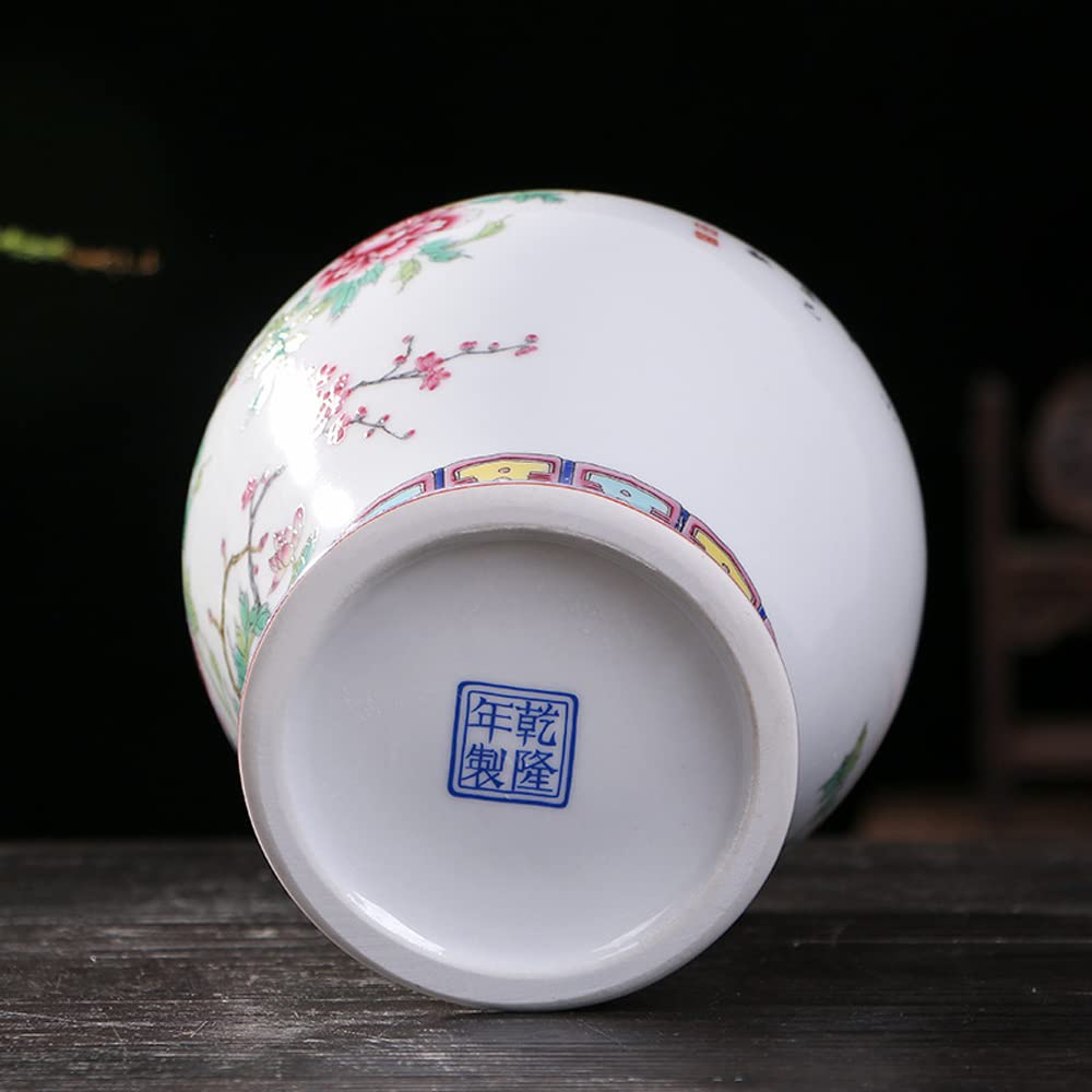 Ceramic Jar with Lid for Home Decor Traditional Chinese Flowers and Birdstemple Handcrafted Porcelain Vase (a) (a One Size)