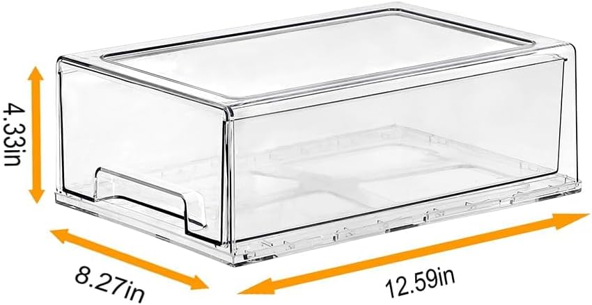 SIMPEXPE Stackable Storage Drawer, Clear Pull Out Plastic Food Fridge Organizer Bins for Home Office Pantry Organization