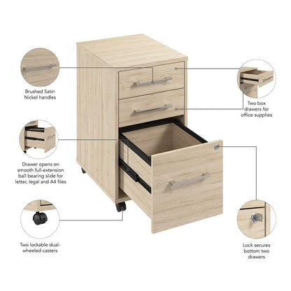 Bush Business Furniture Hustle 3 Drawer Rolling File Cabinet in Platinum Gray, Mobile Document Storage for Home and Professional Office
