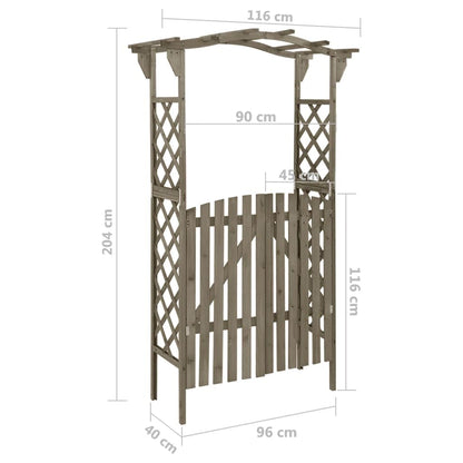 Fregramei Wooden Pergola with Gate, Outdoor Climbing Plants Garden Arbor for Lawn, Poolside, Backyard, Patio, Terrace, 45.7"x15.7"x80.3" Gray Solid Firwood,-254