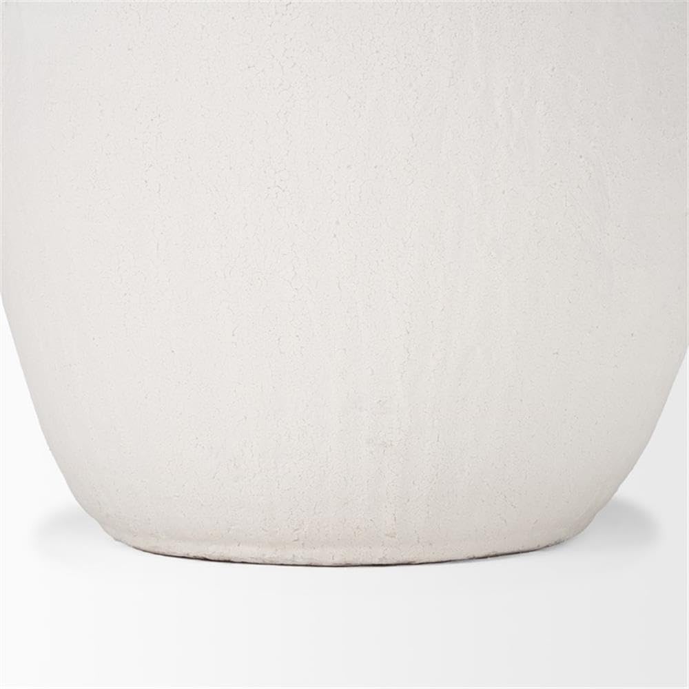 Pemberly Row Large White Textured Ceramic Vase, 19.8" L x 19.7" W x 31.9" H, Durable Handcrafted Design, Modern Contemporary Style Decorative Piece for Home Decor or Floral Arrangements