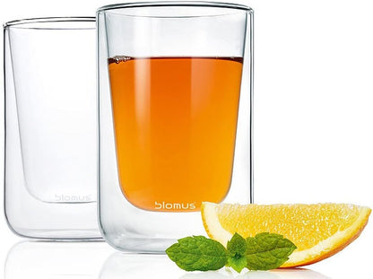 Blomus 63654 Nero Set of 2 Clear Cappuccino or Tea Glasses, 8 oz, 2 Piece