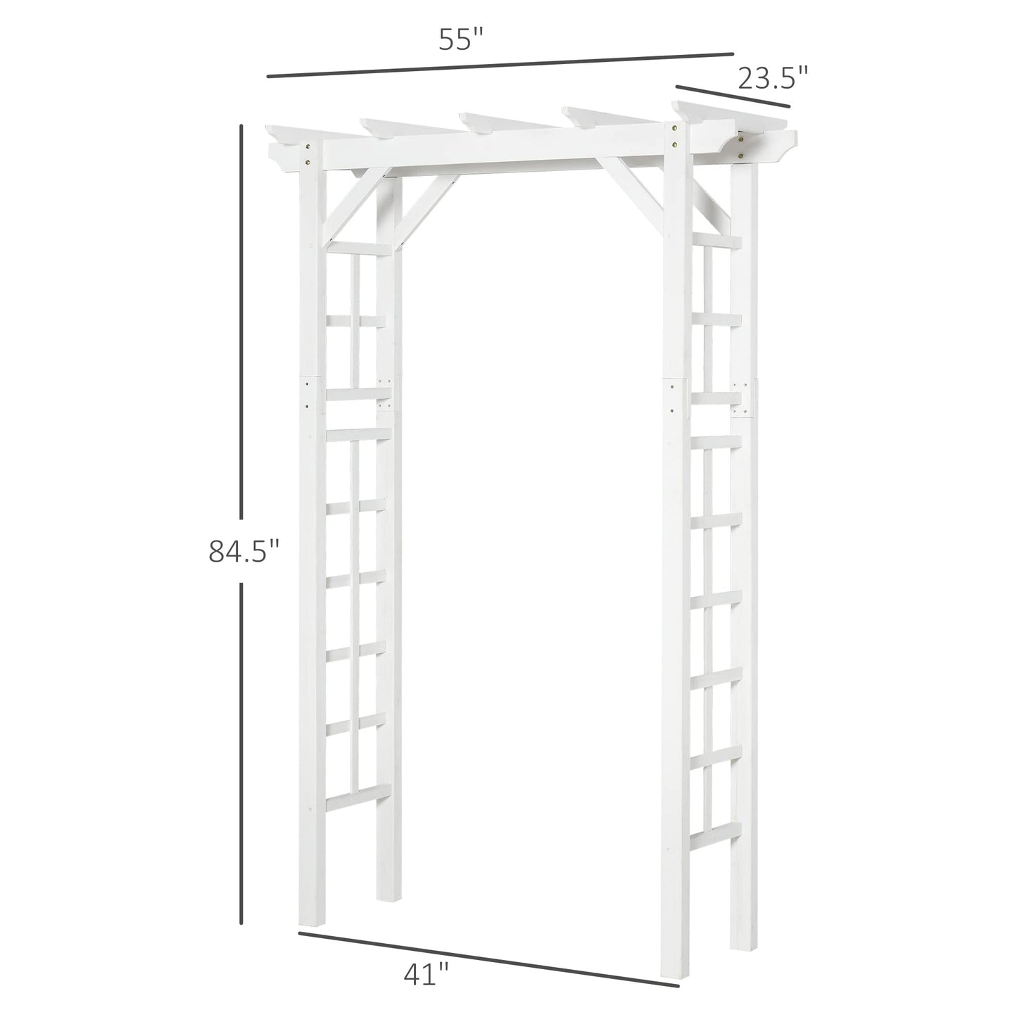 85" White Wooden Garden Arch with Trellis, Outdoor Arbor for Climbing Vines, Heavy Duty Wood Frame Trellis for Roses, Wisteria, Cucumbers, Backyard Patio Decor