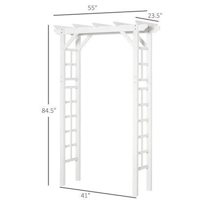 85" Wooden Garden Arbor for Wedding & Ceremony, Outdoor Garden Arch Trellis for Climbing Vines – White