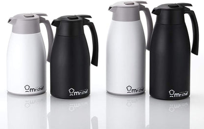 SINCE 1997 MR.CHEF 51Oz Thermal Coffee Carafe, Insulated Stainless Steel for Keeping Hot, White