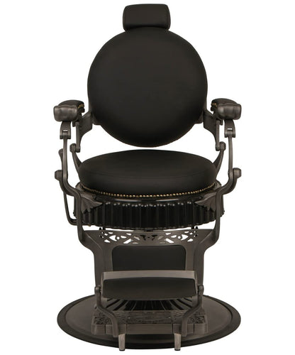 Buy-Rite Regal Professional Vintage Barber Chair - Solid Steel Frame, Heavy-Duty Hydraulic Base, Adjustable Headrest & Flip-Style Footrest, Black Vinyl Upholstery - Model YLG-8788-7